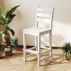 Tangkula Patio HDPE Barstool, Outdoor High Top Bar Chair w/Backrest & Footrest, All-Weather Wood-Plastic Bar Height Chair for Poolside, Backyard, Porch (2, White)