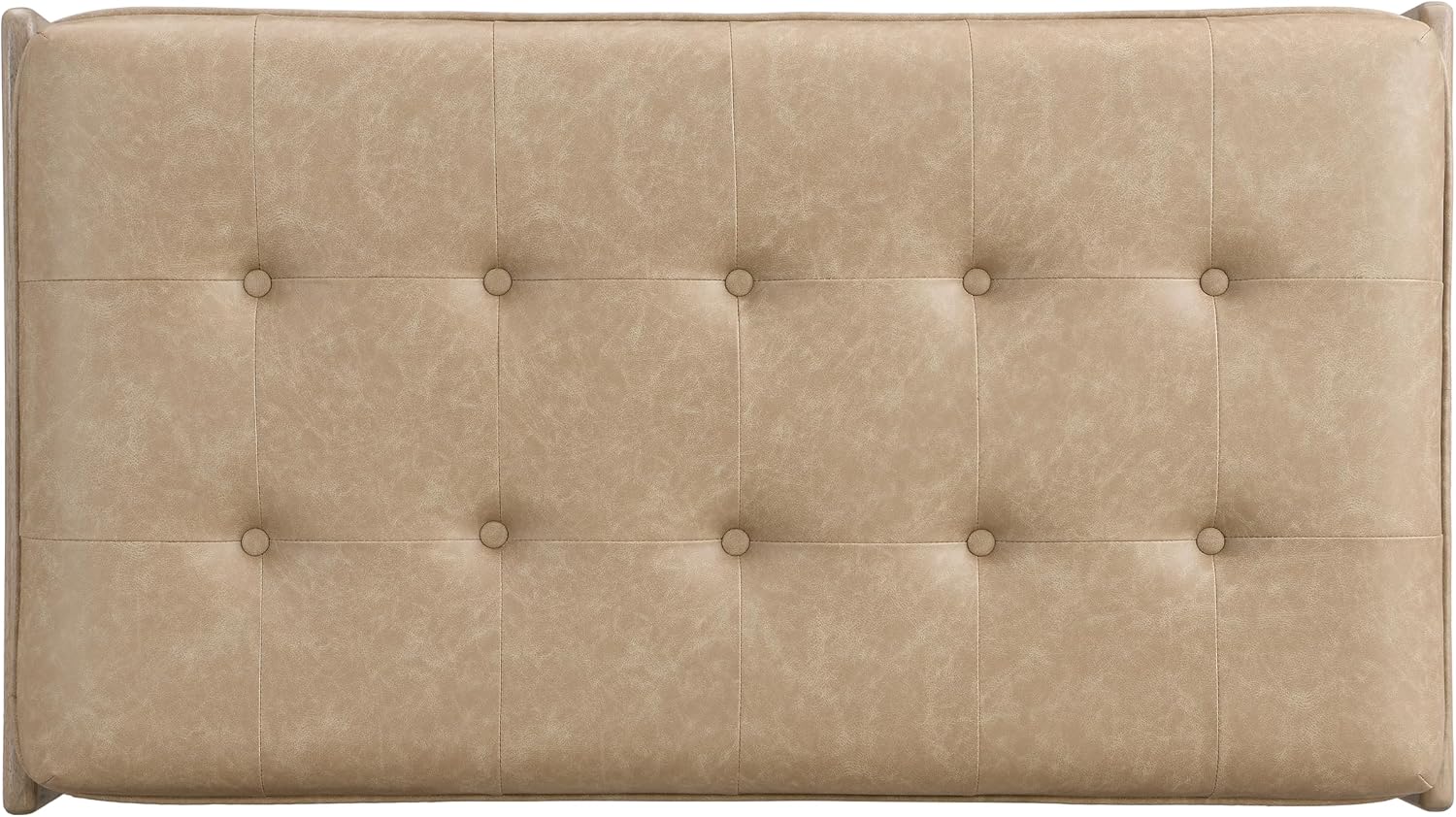 Merax 48.4" Rectangle Tufted Upholstered Cocktail Ottoman, Leather Ottoman Coffee Table, PU Leather Ottoman for Living Room, Bedroom, Office,Taupe Brown