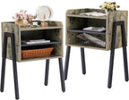 VECELO Night Stand Industrial End Table,Stackable Accent Furniture Bedside Table with 2-Tier Open Storage Space Side Table Nightstands for Bedroom, Living Room