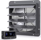 iLiving 16" Wall Mounted Shutter Exhaust Fan, Automatic Shutter, Temperature and Humidity Controls with Variable Speed, 1736 CFM at 1600 RPM DC Motor