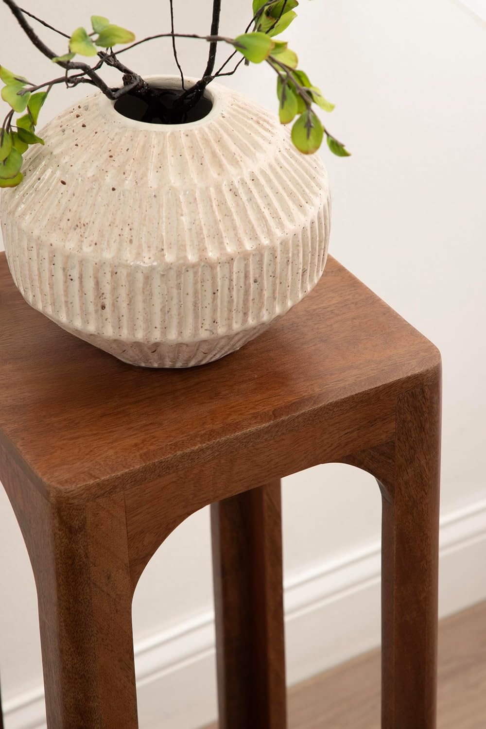 Kate and Laurel Dahl Mango Wood Square Tea Table, 10 x 10 x 30, Walnut Brown, Transitional Boho Wooden Accent Pedestal Table for Living Room Plant Stand or Small Bedroom Nightstand