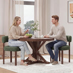 Wooden Dining Chairs Set of 4, Upholstered Kitchen Chairs with Solid Wood Legs, Mid Century Dining Room Chair with Ergonomic Curved Backrest for Kitchen Dining Vanity, Green