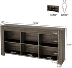 Tribesigns 63-Inch Long Sofa Console Table, Rustic Wood Entryway Table with 6 Storage Cubes for Living Room, Hallway, Behind Couch (Grey)