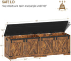Hzuaneri 59" Farmhouse Storage Chest and Bench | 70 Gal | 330lb Seat | Soft-Close Hinges | Rustic Brown | Shoe and Blanket Storage for Bedroom, Living Room, Entryway | Easy Assembly | SB15001X