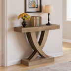 LITTLE TREE 43.3 Inch Entryway Table, Farmhouse Wooden Console Table Behind The Couch, Rectangular Sofa Table for Entrance, Hallway, Living Room, Foyer, Brown