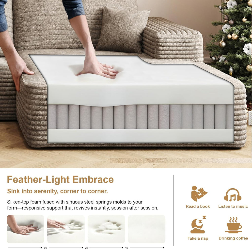 AUGOP 108" Sectional Couches for Living Room Modern Modular Sofa with L-Shape Couchs Upholstered Couch Deep Seat Sectional Couch with Chaise