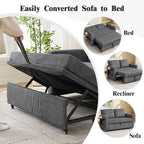 3 in 1 Convertible Sofa Bed, Pull Out Couch with Dual USB and Type C Ports, Chenille Fabric Loveseat Sleeper Sofa Bed, Sofa Bed with Foldable Side Table for Living Room Home Office Apartment