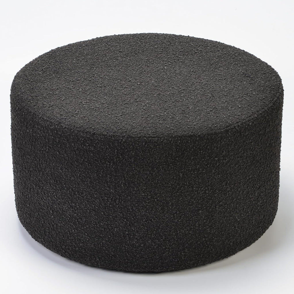 KINWELL Modern Round Boucle Ottoman (24" D x 24" W x 13" H) | Upholstered Multi-Functional Sofa Footrest, Side Table, Extra Seating for Living Room, Bedroom, Entryway