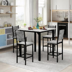 AWQM 5-Piece Dining Table Set, Dining Table Set for 4, Counter Height Table & 4 Velvet Bar Stools, Modern Kitchen Dining Set, Compact Dining Set for Small Spaces (Marble Texture & Velvet Chairs)