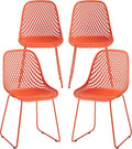 Modern Plastic Dining Chairs, Set of 4 (Blood Orange) | Easy-clean, 280lb Capacity Mental Legs, 5min Quick Assembly, Dining room& Kitchen Seating, Stable on Floors & Carpet