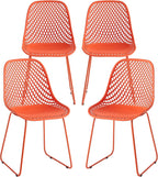 Modern Plastic Dining Chairs, Set of 4 (Blood Orange) | Easy-clean, 280lb Capacity Mental Legs, 5min Quick Assembly, Dining room& Kitchen Seating, Stable on Floors & Carpet