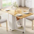 LotFun Folding Dining Table, Space-Saving Dining Table with 6 Rolling Wheels and 2-Tier Storage Shelf, Kitchen Table for Small Spaces