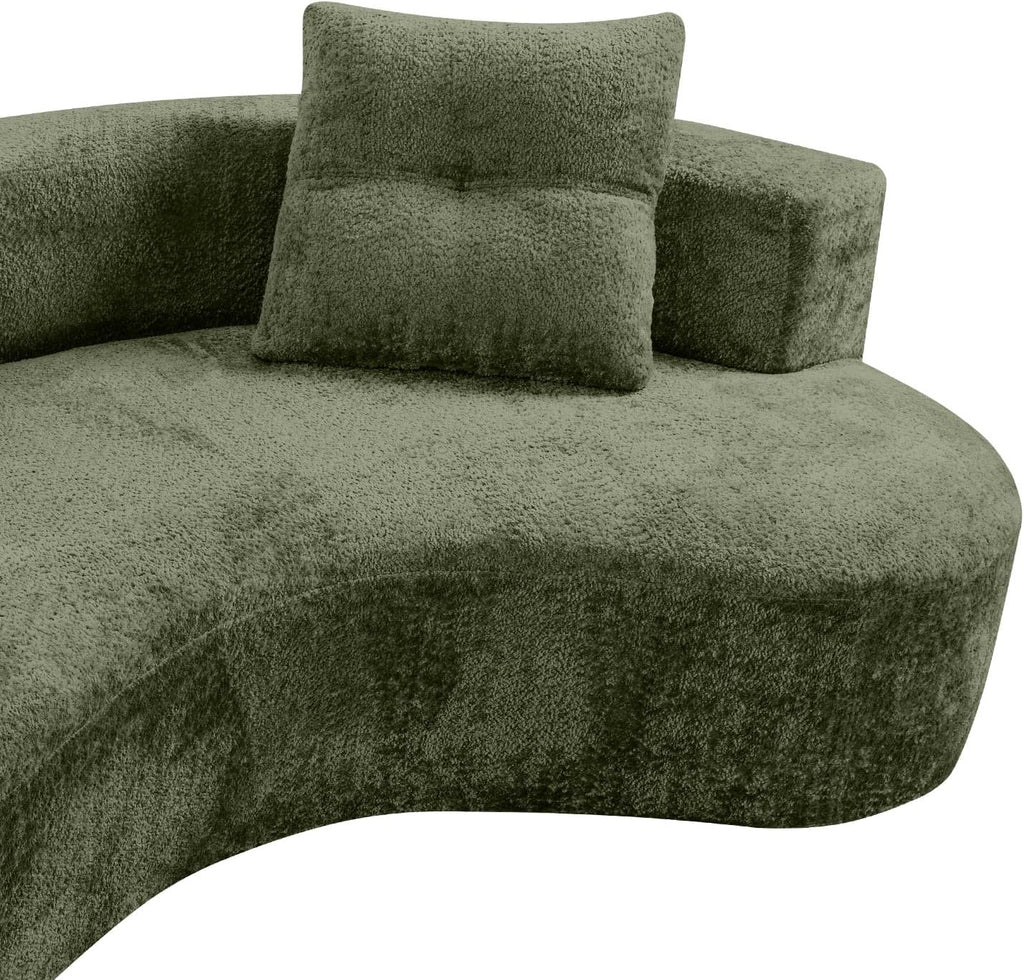 KEIKI 80" Boucle Curved Modular Sofa with 2 Pillows, Upholstered Modern Style 3-Seater Couch with High Resilience Cushion, No Assembly Required, for Apartment, Living Room, Office, Green