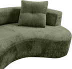 KEIKI 80" Boucle Curved Modular Sofa with 2 Pillows, Upholstered Modern Style 3-Seater Couch with High Resilience Cushion, No Assembly Required, for Apartment, Living Room, Office, Green
