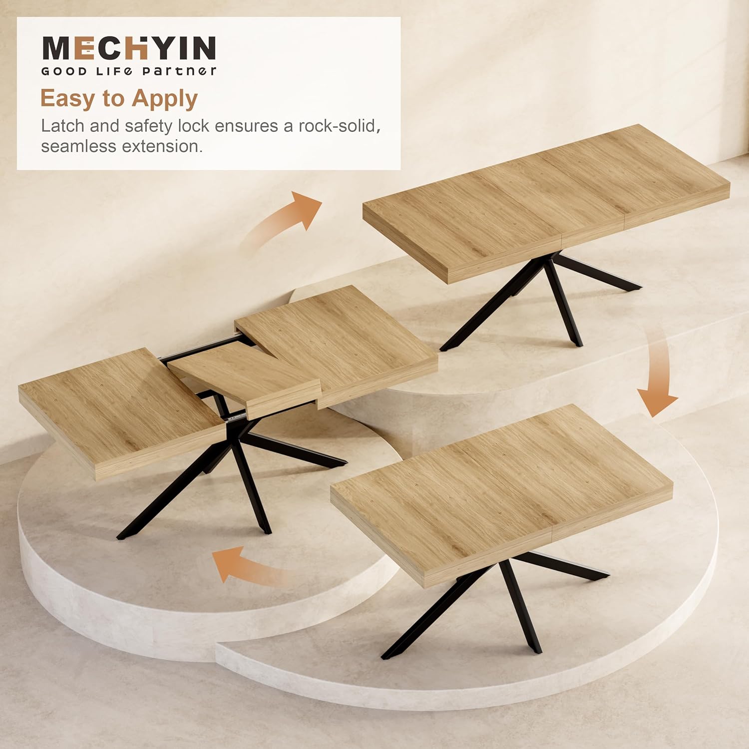 Extendable Dining Room Table for 4 6 8, 55"-71" Long Rectangle Kitchen Table,Wood Expandable Dining Table with Hidden Leaf & Storage, Space Saving, For Kitchen Dining Living Room, Farmhouse, Oak