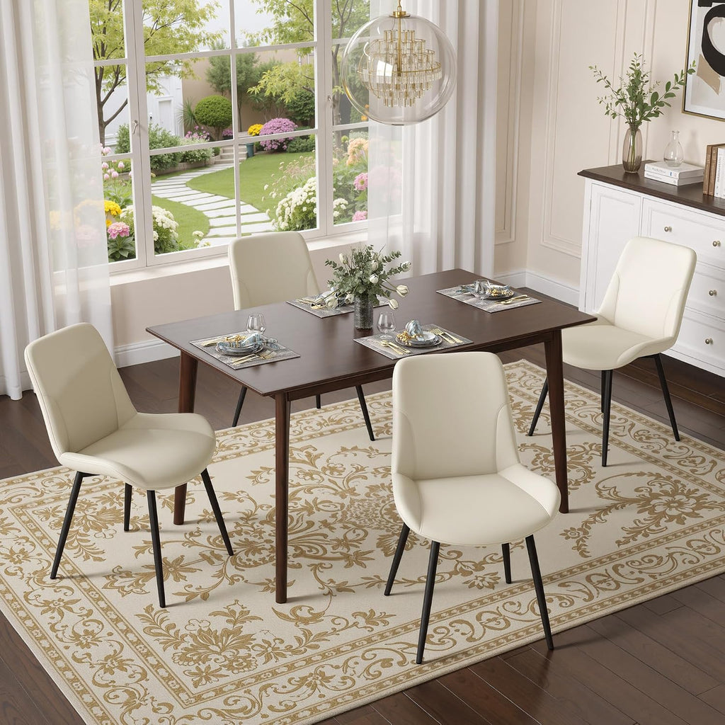 Miereirl Dining Chairs Set of 4, Modern Upholstered Dining Chairs, Kitchen Chairs with Cushioned Seat and Back, Armless Side Chairs with Metal Legs for Dining Room Kitchen