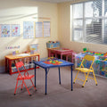 3/5pcs Kids Folding Table and Chair Set, Toddler Dining Set Activity Table With 2 Or 4 Padded Chairs, Indoor Outdoor Play Picnic Table, Easy Clean, Safe Round Corners, Space Saving (Royal Blue,3)