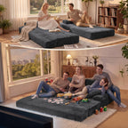 78.7IN Convertible Folding Sofa Bed, 3 Seater Sleeper Sofa Couch | No Assembly Required, Corduroy, Freestanding, Couches Bed with Zippered Pillows for Living Room, Bedroom, Apartment, Gray