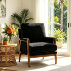 RNKSFX Black Accent Chair for Bedroom & Living Room, Mid Century Modern Accent Arm Chair, Upholstered Anthropologie Accent Chair with Solid Wood Frame, Fabric