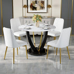 Modern Dining Chairs Set of 4,Upholstered Dining Room Chairs,Kitchen Chairs with Soft Backrest & Gold Metal Legs,Armless Dining Chairs for Kitchen Dining Living Room, White
