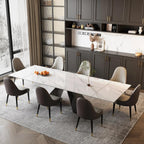 Marble Expandable Table for 8-12 People, 78.74-110.24 Inch Adjustable Length, Heat Resistant Scratch-Resistant Sintered Stone Table Top for Kitchen Dining Room Family Party