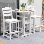 Tangkula Patio HDPE Barstool, Outdoor High Top Bar Chair w/Backrest & Footrest, All-Weather Wood-Plastic Bar Height Chair for Poolside, Backyard, Porch (2, White)