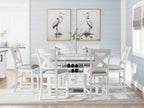 Signature Design By Ashley Robbinsdale 72-Inch Counter Height Dining Table with Kitchen Island Storage, Rubberwood Solids, Ash Veneer and MDF Substrates, Antique White
