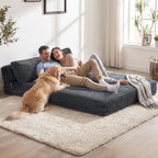 Convertible 4-in-1 Folding Sofa Bed Sleeper Chair Couch Foldable Chaise Lounger & Mattress Pocket Coils+Foam Fill Medium Support, No Assembly for Living Room/Bedroom, Full