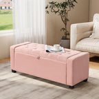Royal Windsor Ottoman with Storage,Tufted Storage Bench with Safety Hinge,Holds up to 350 lb,Upholstered Bench with Seating for Bedroom, Living Room,Entryway,Pink