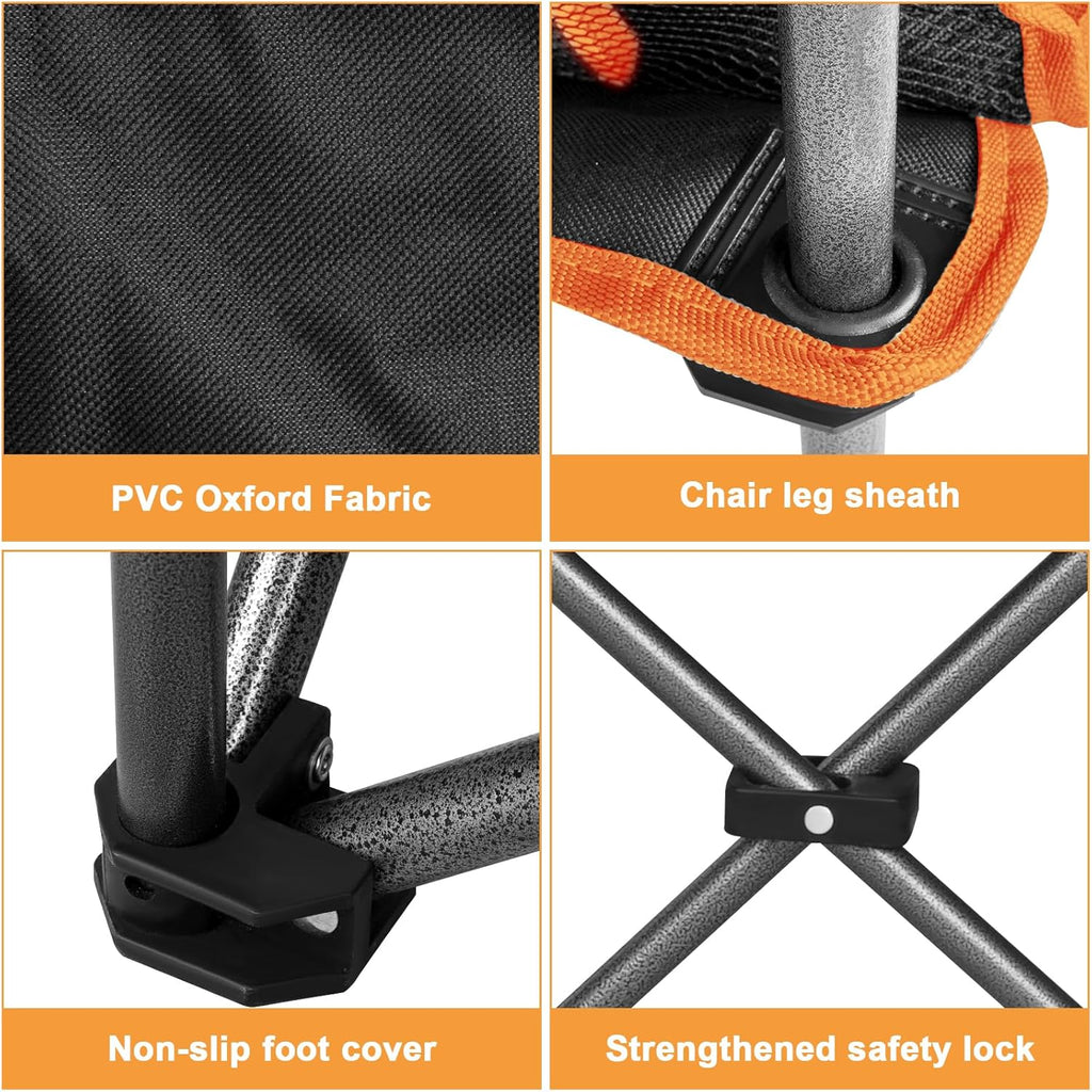 Romswi Double Camping Chair,2 Person Camping Chair Oversized Folding Loveseat,Heavy Duty Camping Couch & Outdoor Sofa with Cup Holders,Supports 750LBS Orange