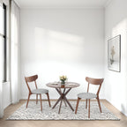 ERGOMASTER 3-Piece Dining Table Set for 2, 36" Kitchen Round Table with 2 Chairs, Rubber Wood Legs, Brown