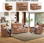 CANMOV Manual Loveseat Recliner Sofa, Wall-Hugger 2 Seat Reclining Love Seat Couches, Leathaire Reclining Sofa Set, Double Seater Recliner Chair for Living Room, Office, Apartment, Brown