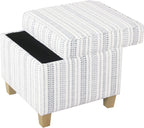 HomePop Home Decor | K7342-F2359 |Classic Square Storage Ottoman with Lift Off Lid | Ottoman with Storage for Living Room & Bedroom, Blue Stripe Large