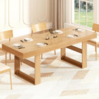 70.9" - 86.6" Extendable Dining Table for 8-10 Person, Modern Expandable Table with U-Shaped Wooden Legs, Dining Table for Dining Room, Kitchen, Living Room, Natural Oak