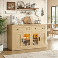 63'' Sideboard Buffet Cabinet with Storage, Modern Storage Cabinet with Outlets & LED Light, 2 Drawers and 4 Doors, Adjustable Shelves, Coffee Bar Cabinets for Kitchen Living Room, Wood