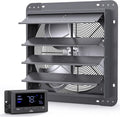 iLiving 14" Wall Mounted Shutter Exhaust Fan, Automatic Shutter, Temperature and Humidity Controls with Variable Speed, 1200 CFM at 1600 RPM DC Motor
