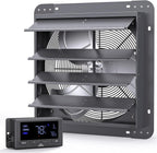 iLiving 14" Wall Mounted Shutter Exhaust Fan, Automatic Shutter, Temperature and Humidity Controls with Variable Speed, 1200 CFM at 1600 RPM DC Motor