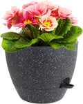 12 inch Large Self Watering Pots for Indoor Outdoor Plants, Flower Plant Pots with Mesh Drainage Holes for Garden House Plants, Plastic Planters with Reservoir for Home Decor, Speckled Black