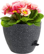 12 inch Large Self Watering Pots for Indoor Outdoor Plants, Flower Plant Pots with Mesh Drainage Holes for Garden House Plants, Plastic Planters with Reservoir for Home Decor, Speckled Black