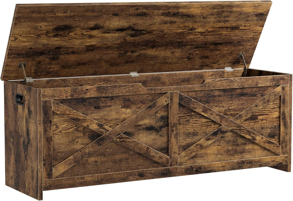 GAOMON 47.3" Storage Chest, Storage Bench with Safety Hinge | Farmhouse Style Wooden Trunk for Entryway, Bedroom, Living Room, Retro