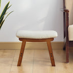 Foot Stool,Under Desk Foot Rest Ottoman, Washable Stool for Office, Living Room, Bedroom (Brown Legs-Beige Stool Seat)