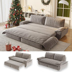 70.1" Sleeper Sofa Bed Queen Size, Pull Out Convertible Velvet Couch, Grey | 3-in-1 Sofa, Recliner & Bed, Removable Cover, Comfort Pillow Arm, for Narrow Doors, Living Room, Small Space, Apartment & RV