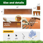 Cortens Steel Garden Metal Landscape Edging 40 inch with Top Bending Protection Pre-Rusted Cortens Steel Garden Edging 8 Inch Depth 90 Degree Bend 6 Pack for Lawn Yard (8 inch-90 Degree Bend, Rusted)