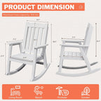 Flamaker Outdoor Rocking Chairs, PP Material Patio Rocking Chairs All Weather Resistant, Heavy Duty Rockers with High Back for Patio Backyard Porch (White)