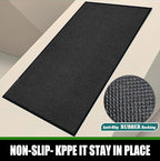 Commercial Grade Entrance Mat 3x5Ft Brush Step Entrance Rug with Striped Pattern&Rubber Border Indoor Outdoor Low Profile Rubber Entry Carpet Mat for Hallway,Home,High Traffic Area,Black