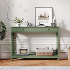 Treocho 40" Farmhouse Console Table with Drawer and Storage Shelves | Entryway, Living Room, Hallway, Antique, Green