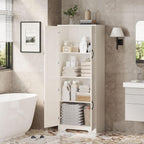 GAOMON Adjustable Shelf Storage Cabinet 60" Tall White, 2-Door Pantry with Shelves for Kitchen Organization, Bathroom Storage, Living Room