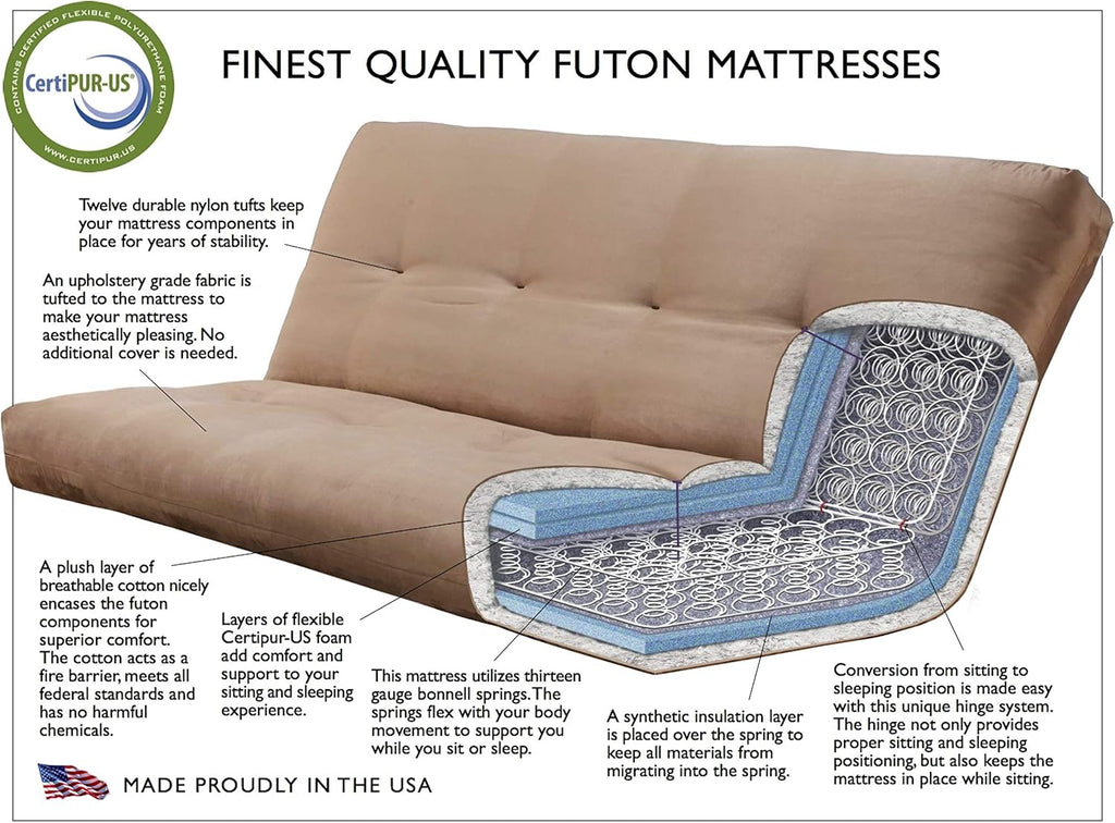 Kodiak Furniture Futon Set, Full, White