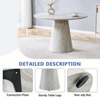 Faux Marble Round Dining Table for 4-6, 45" Modern Farmhouse Round Kitchen Table with 1" Thickened Wood Top & Stable Pedestal for Dining Room,Living Room,Apartment,Restaurant(Beige)