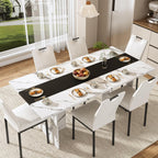 St.Mandyu 7 Pieces Dining Table & Chairs Set for 4-8 People, 71 Inch Kitchen Table with 6 Chairs, Rectangle Dining Table with Wooden Legs for Dining Room, Living Room, White
